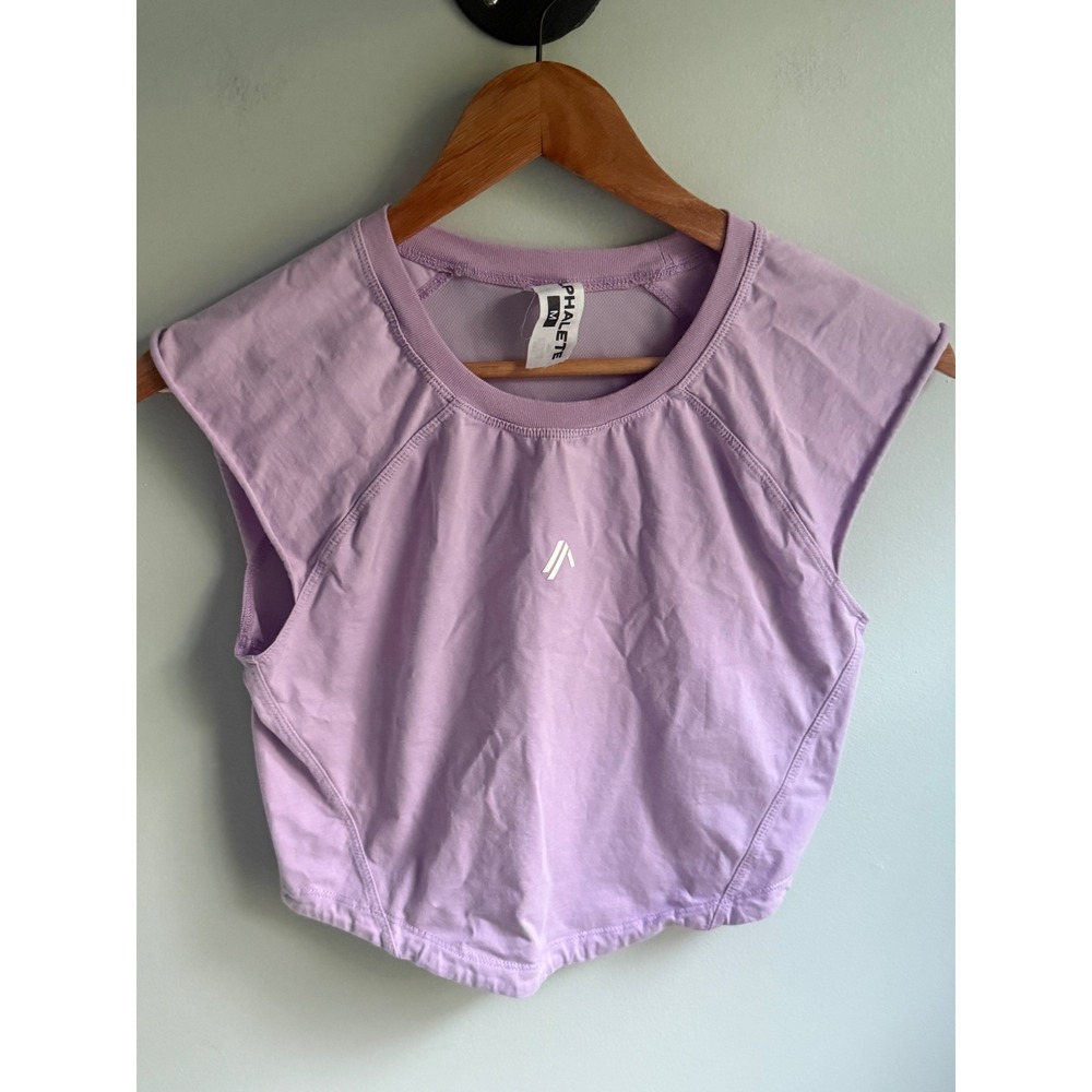 Alphalete Womens Lilac Purple Cropped Muscle Tank Top Mesh Back Size Medium